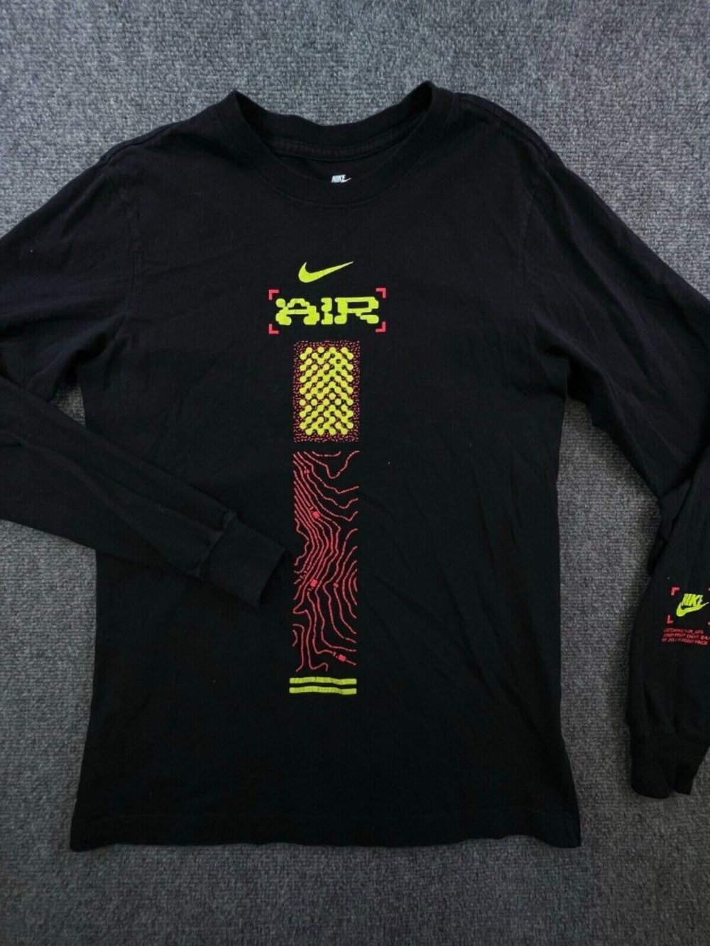 Nike Air Tee Black Long Sleeve Logos Pullover Mens Size Small 247365
